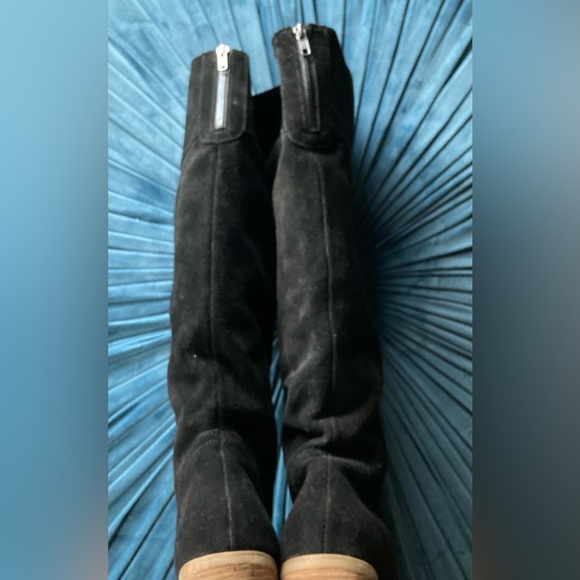 BDG black suede boots block heel round toe pull on slouchy or knee length Sz 10 - Picture 8 of 16